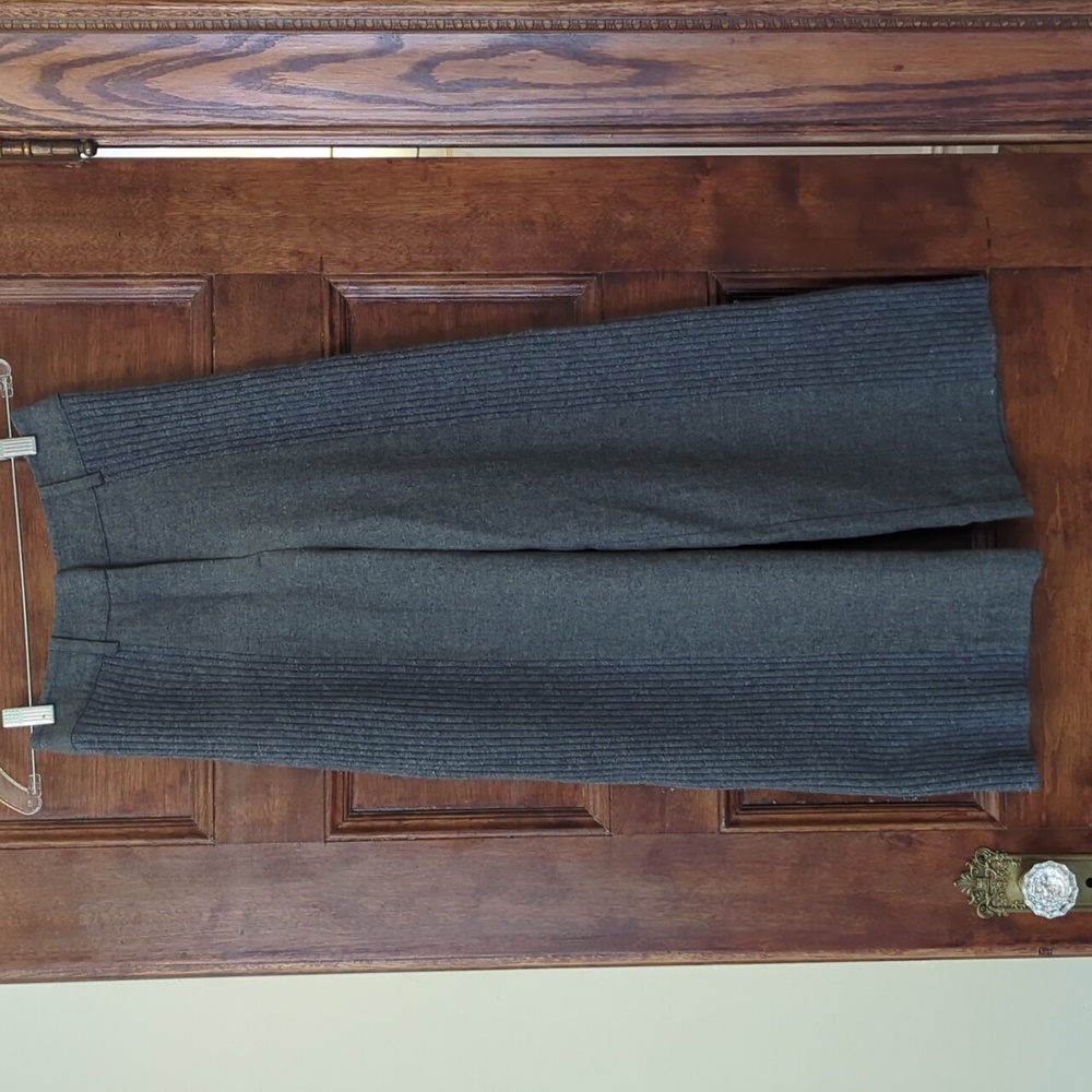 Naadam Cashmere-Blend Pants Wide Leg - Gray | Size XS | Luxe Ribbed Trouser